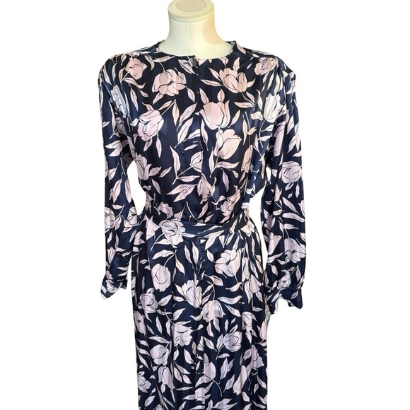 Vintage 90's Evan Picone  Navy Blue and Pink Floral skirt Set - Large - Picture 1 of 11